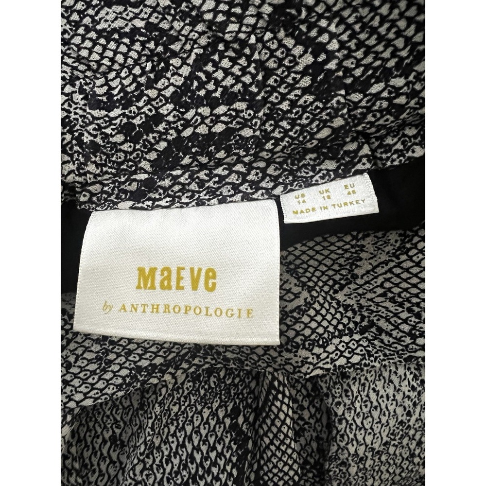 Anthropologie Maeve Annette Snake Print Pleated Midi Skirt Size 14 Tie Waist - Picture 3 of 9